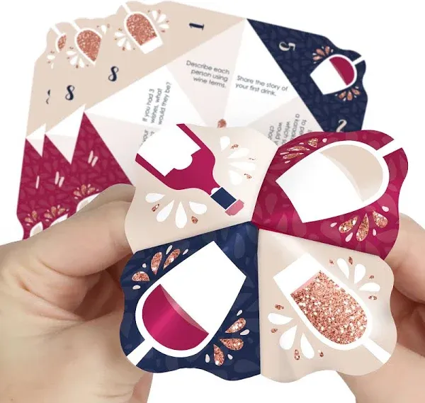 Big Dot of Happiness But First, Wine Wine Tasting Party Cootie Catcher Game Fortune Tellers