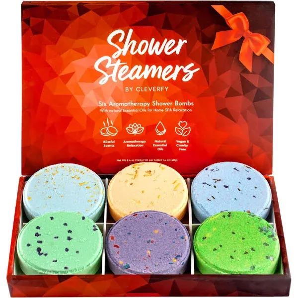 Cleverfy Shower Steamers Aromatherapy Gift Set of 6 Shower Bombs