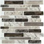 WOWSTAR 10-Sheet Brown Peel and Stick Backsplash Tiles, Marble Look Stick on Til