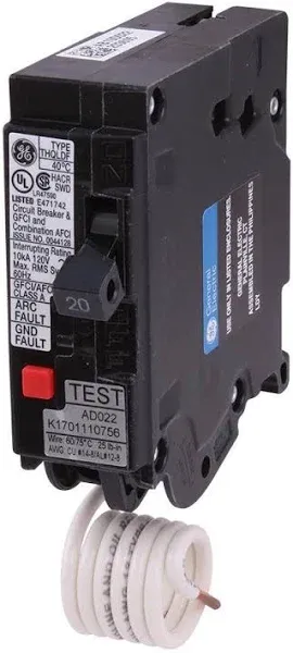 GE THQL1120DFP 20A Single-Pole Dual Function GFCI/AFCI Circuit Breaker