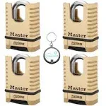 Master Lock 1177D ProSeries Shrouded Brass Combination Padlock, 4 Pack Bundle