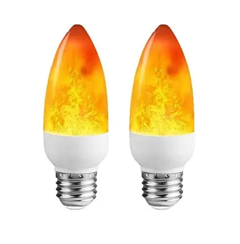 LED Flame Effect Light Bulb E26 Flickering Candelabra Light Bulbs 4w Warm Yellow Candle Bulbs with Gravity Sensor Flickering Light Bulbs for Vintage Indoor Outdoor Decor (Yellow)