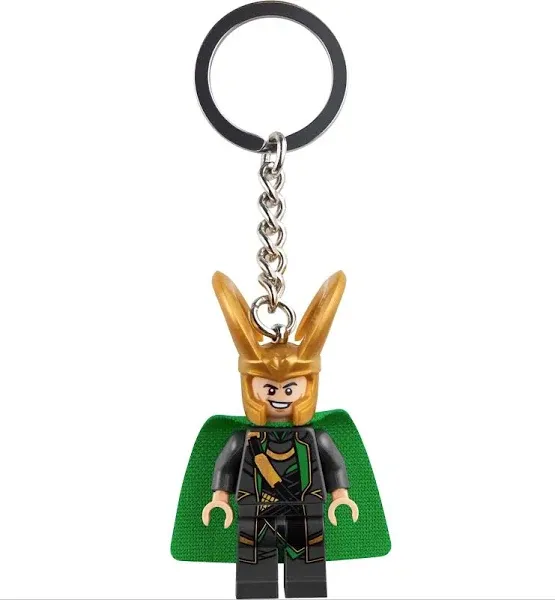 LEGO  MARVEL 854294,  LOKI  Minifigure Keyring Keychain, Metal Ring w/Chain, NEW