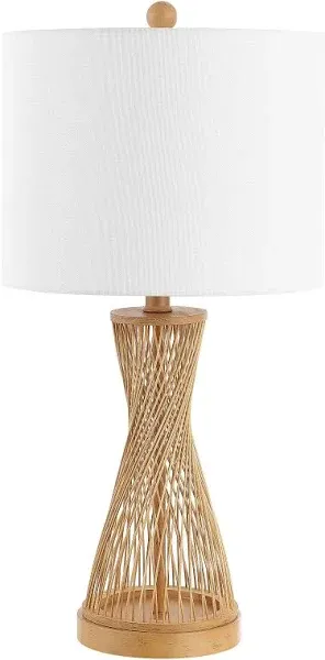 SAFAVIEH Table Lamps 25.5&#039;&#039; Natural W/White Shade Novelty Durable Bedside