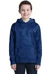 Sport Tek YST240 Youth Sport-Wick CamoHex Fleece Hooded Pullover - True Royal - S