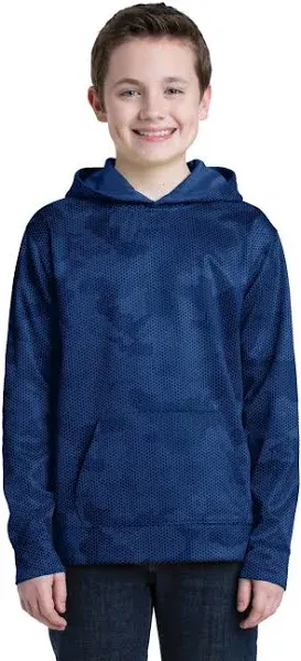 Sport-Tek Youth Sport-Wick CamoHex Fleece Hooded Pullover. YST240