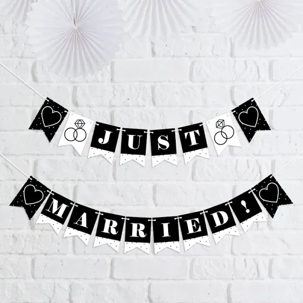 Big Dot of Happiness Mr. and Mrs. Wedding or Bridal Shower Mini Pennant Banner