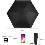 GAOYAING Compact Travel Umbrella with Case Sun&Rain Lightweight Small and Compact Suit for Pocket Black,34 Inches