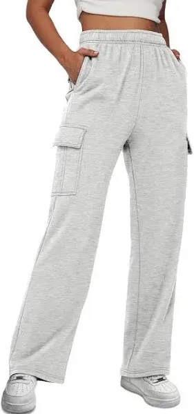 AUTOMET Womens Small Cargo Sweatpants Baggy Fleece High Waisted Joggers Pants