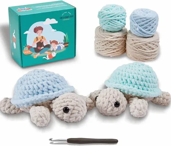 Eelexa Crochet Kit for Beginners Amigurumi Crocheting Animal Kits Learn to Crochet with Step-by-Step Video Tutorials for Kids Adults Beginner