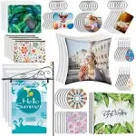 114pcs Sublimation Blanks Products, Sublimation Blanks Set Including DIY Blank Makeup Bag, Keychain, Earring, Pillow Cover, Mouse Pad, Coaster, Garden