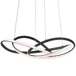 Jonathan Y Alexia 25" Abstract Integrated LED Metal Adjustable Pendant - Black