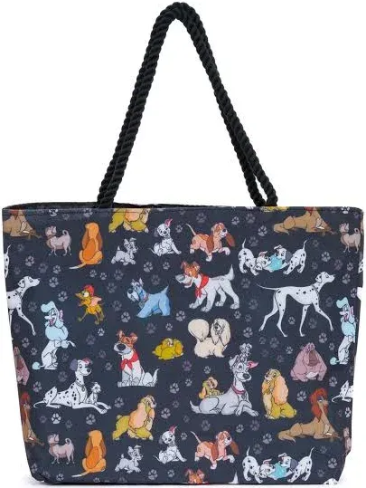 Disney Dogs Tote Bag for Women, 101 Dalmatians Lady and Tramp Print Large Canvas Purse, Disney Work Tote Big Bag,