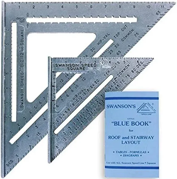 Swanson Tool Co., Inc SW1201K Value Pack 7 inch Speed Square and Big 12 Speed Square ships with Blue Book