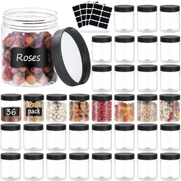 36PCS 8OZ Plastic Jars with Screw on Lids, Pen and Labels Refillable Empty  