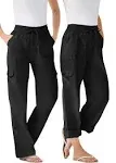 Woman Within Women's Plus Size Petite Convertible Length Cargo Pant - 34 WP, Black