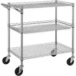 Heavy Duty 3 Tier Rolling Utility Cart Kitchen Cart On Wheels Metal Serving Cart