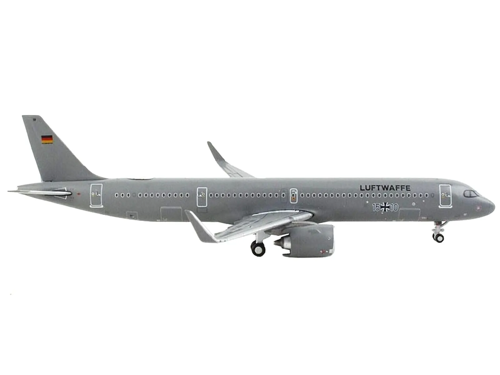 Airbus A321neo Transport Aircraft Diecast Model - German Luftwaffe Gray 'Gemini Macs' Series 1/400