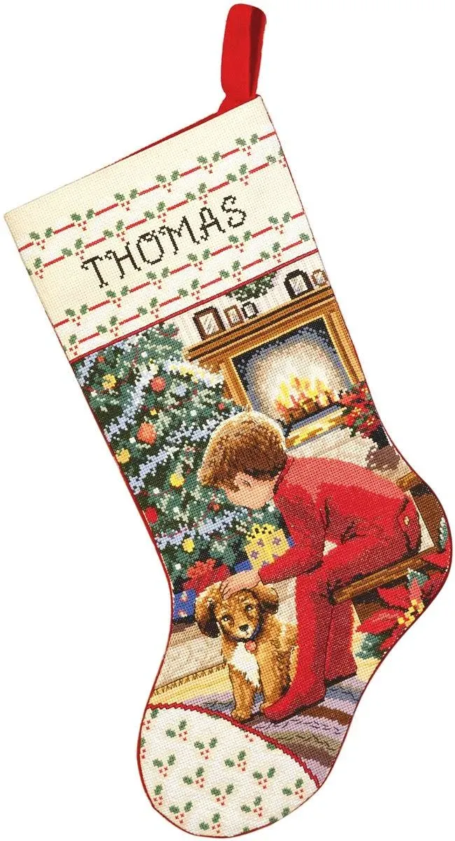 Janlynn Counted Cross Stitch Stocking Kit 18" Long-Waiting For Santa