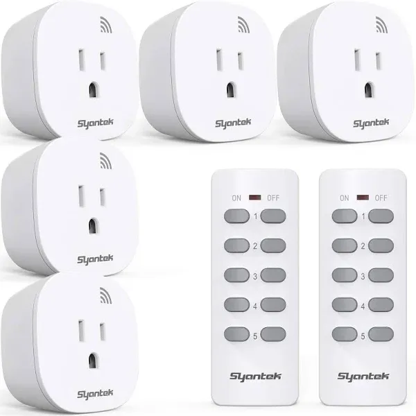 Syantek Remote Control Outlet with Wireless Light Switch