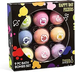 Happy Day Fizzers Aromatherapy 9 Pcs Large Bath Bomb Gift Set for Women – Relaxing Aromatherapy Home Spa