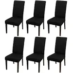 JQinHome 6 Pcs Dining Chair Slipcover,High Stretch Removable Washable Chair Seat Protector Cover for Home Party Hotel Wedding Ceremony (Black)