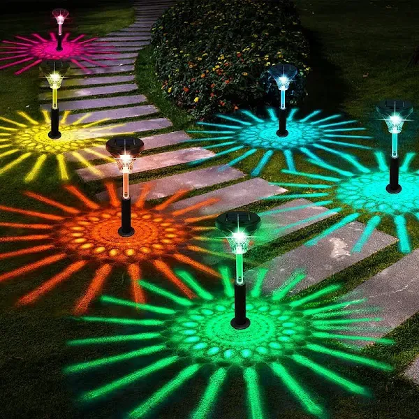 8Pack Color Changing Solar Pathway Lights Waterproof Garden Lights for Landscape