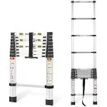 Telescopic Ladder, 8.5FT RIKADE Aluminum Telescoping Ladder with Non-Slip Feet, Portable Extension Ladder for Household and Outdoor Working,330lb Capacity Black