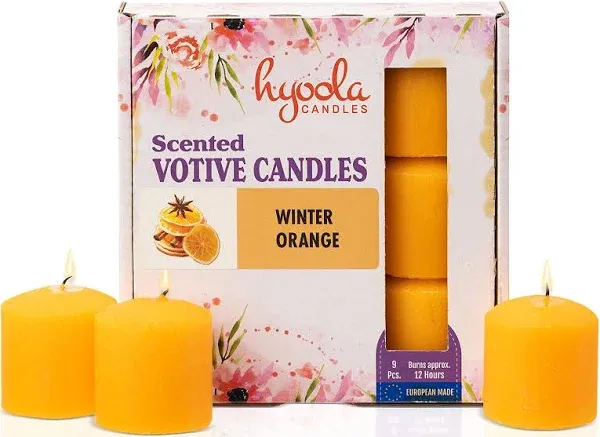 Hyoola Scented Votive Candles Winter Orange 12 Hour Burn Time 9 Pack