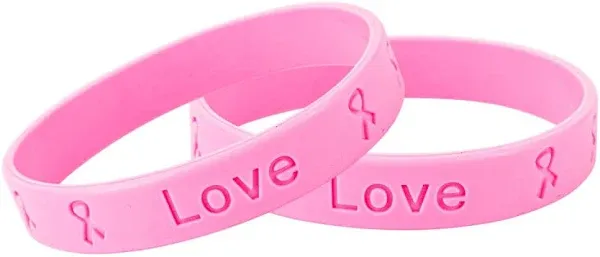 Pink Breast Cancer Silicone Bracelets | Bulk Pink Silicone Wristbands