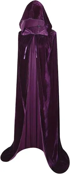 BIGXIAN Long Hooded Velvet Cape Witch Costume