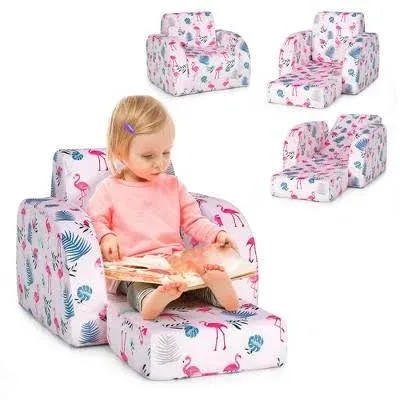 Costway 3-in-1 Convertible Kid Sofa Bed Flip-Out Chair Lounger