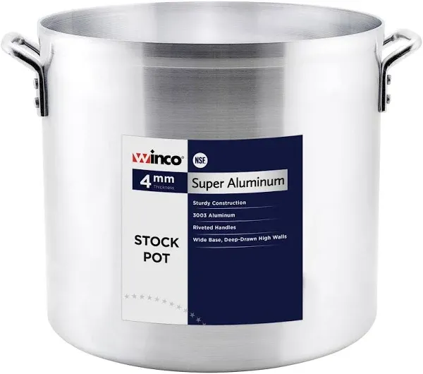 Winco USA Super Aluminum Stock Pot, Heavy Weight, 32 Quart, Aluminum