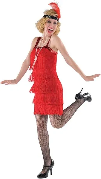 Leadtex Women's 1920s Fringed Flapper Costume with Feather Headband,Beaded Necklace …