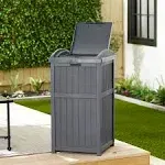 Suncast Trashcan Hideaway Outdoor 33 Gallon Garbage Trash Waste Bin, Cyberspace