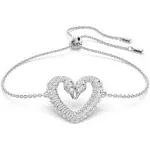 Swarovski Rhodium Plated Una Pave Heart Crystal Bracelet 5625534 | Shop Now