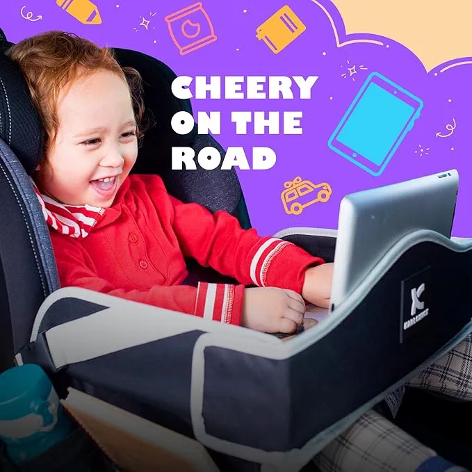 Kids Travel Tray Car Seat - Lap Desk for Toddler Road Trips Airplane Activity 