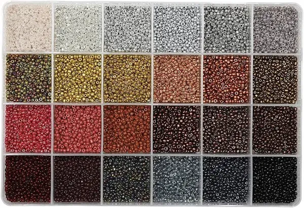 12/0 Glass Seed Beads About 15600pcs 24 Colors 2mm Loose Seed Beads Kit Brace...