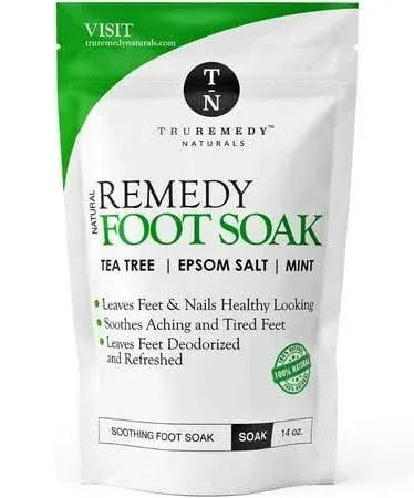 Tea Tree Oil Foot Soak with Epsom Salt & Mint, Feet Soak Helps Stubborn Foot Odor - Foot Bath Salt Softens Calluses & Soothes Sore Tired Feet, 14 Ounce