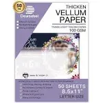 100 Sheets Translucent Vellum Paper, Dowsabel 68lbs 8.5 x 11 Inches Printable Vellums for Card Overlays, Invitations Belly Bands, Envelope, Lantern,10