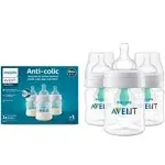 Avent Anti-Colic Baby Bottle with Airfree Vent 4oz, 3pk - Clear