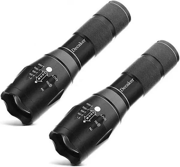 Premium Adjustable Focus Tactical Flashlight - 1200 Lumen 2-Pack for Outdoor Use