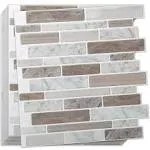 10-Sheet Peel and Stick Tiles, Marble Look Kitchen Backsplash Tiles, 12&#034;x12&#034; ...