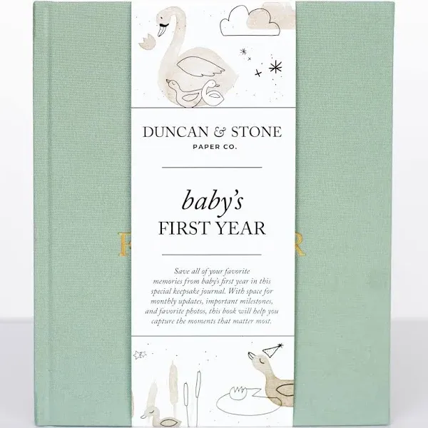 Baby First Year Book (Sage Green, 112 Pages) - Memory & Milestone Baby's First Year Photo Album from Pregnancy to First Year – Baby Book Keepsake Gift