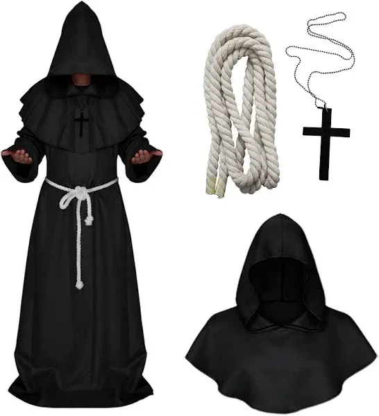 Medieval Monk Robe Priest Robe Halloween Cosplay Costume Cloak