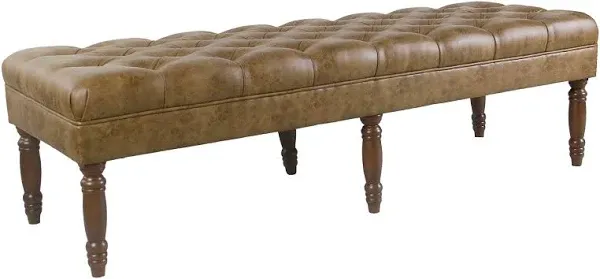 HomePop Classic Tufted Top Long Bench - Faux Leather