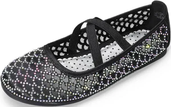 Girls size 4 sparkly black criss cross flats.