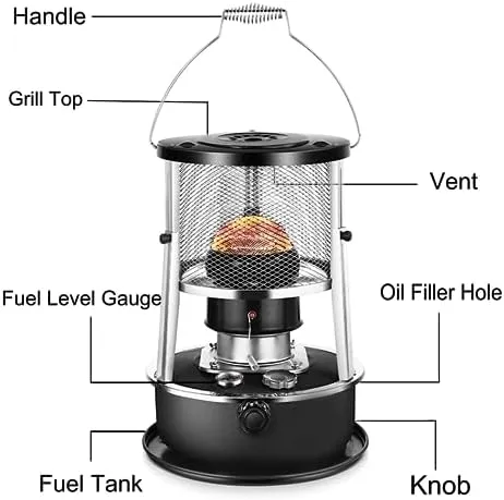 2 in 1 Kerosene Heater &amp; Stove, Non-Electric Indoor Heater, 9000 BTU