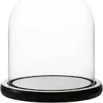 Whole Housewares | Decorative Clear Glass Dome | Cloche Glass Dome for DIY Snow Globes | Tabletop Centerpiece | Cloche Bell Jar Display Case | Black