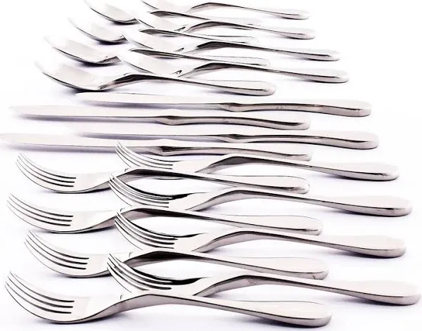 Silverware Set - 20 Piece Matte Silver Cutlery set - Ergonomic Design Utensil...